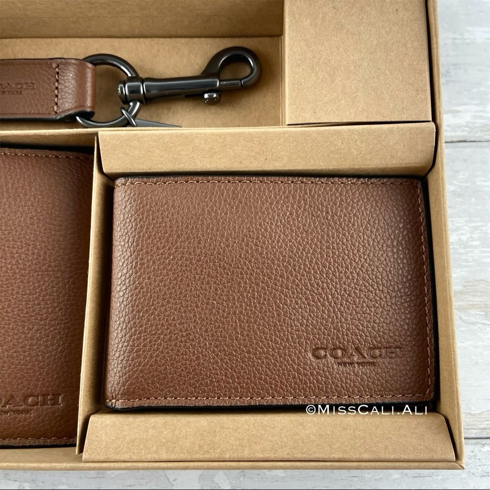 NWT COACH 3-in-1 Men’s Boxed Set Wallet Card Case Set - Picture 6 of 15